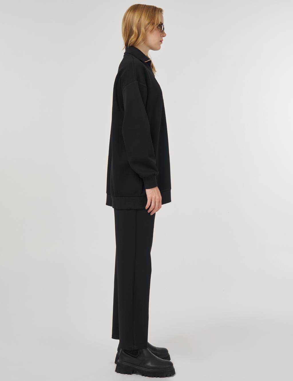 Dropped-Shoulder Viscose Sweatshirt Black