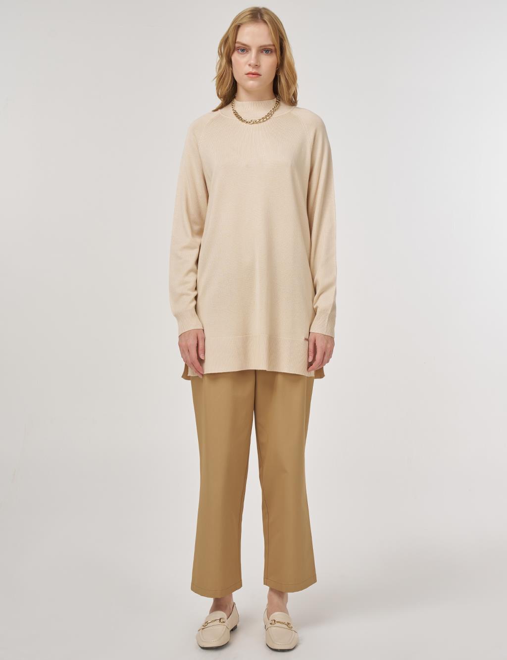 Half Turtleneck Knit Tunic Stone 