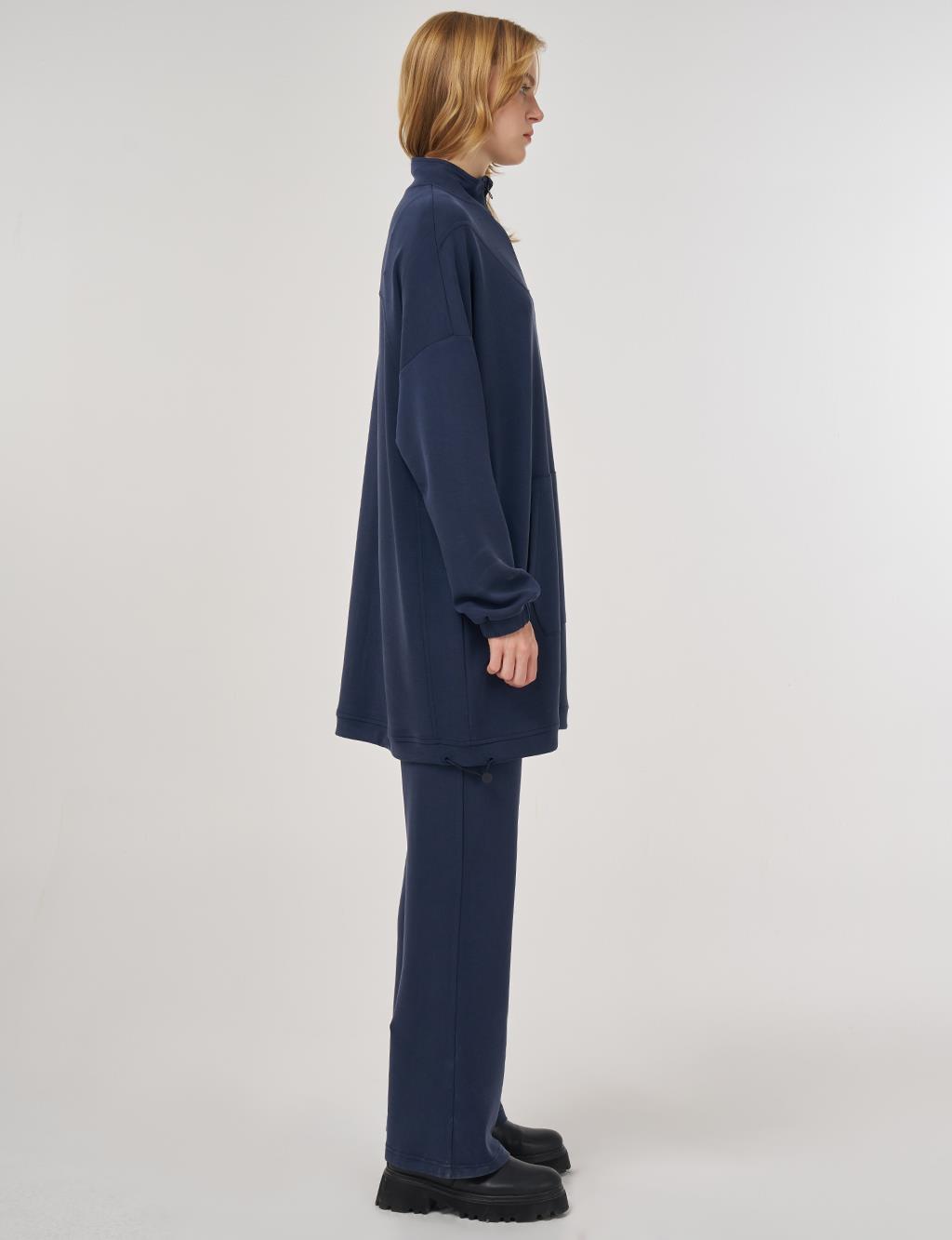 Kangaroo Pocket Two-Piece Suit in Navy 
