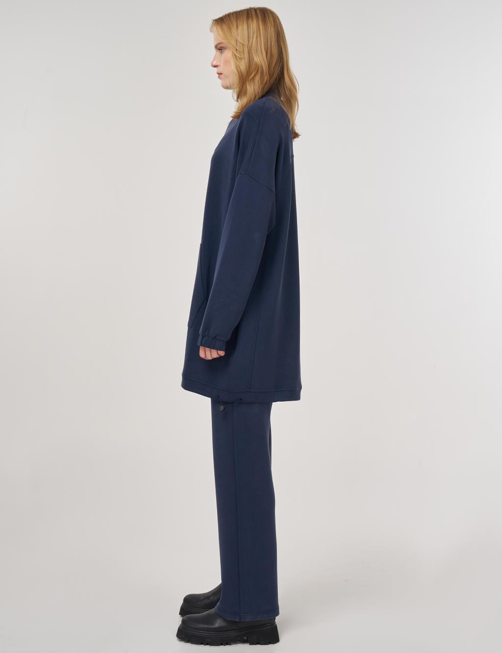 Kangaroo Pocket Two-Piece Suit in Navy 