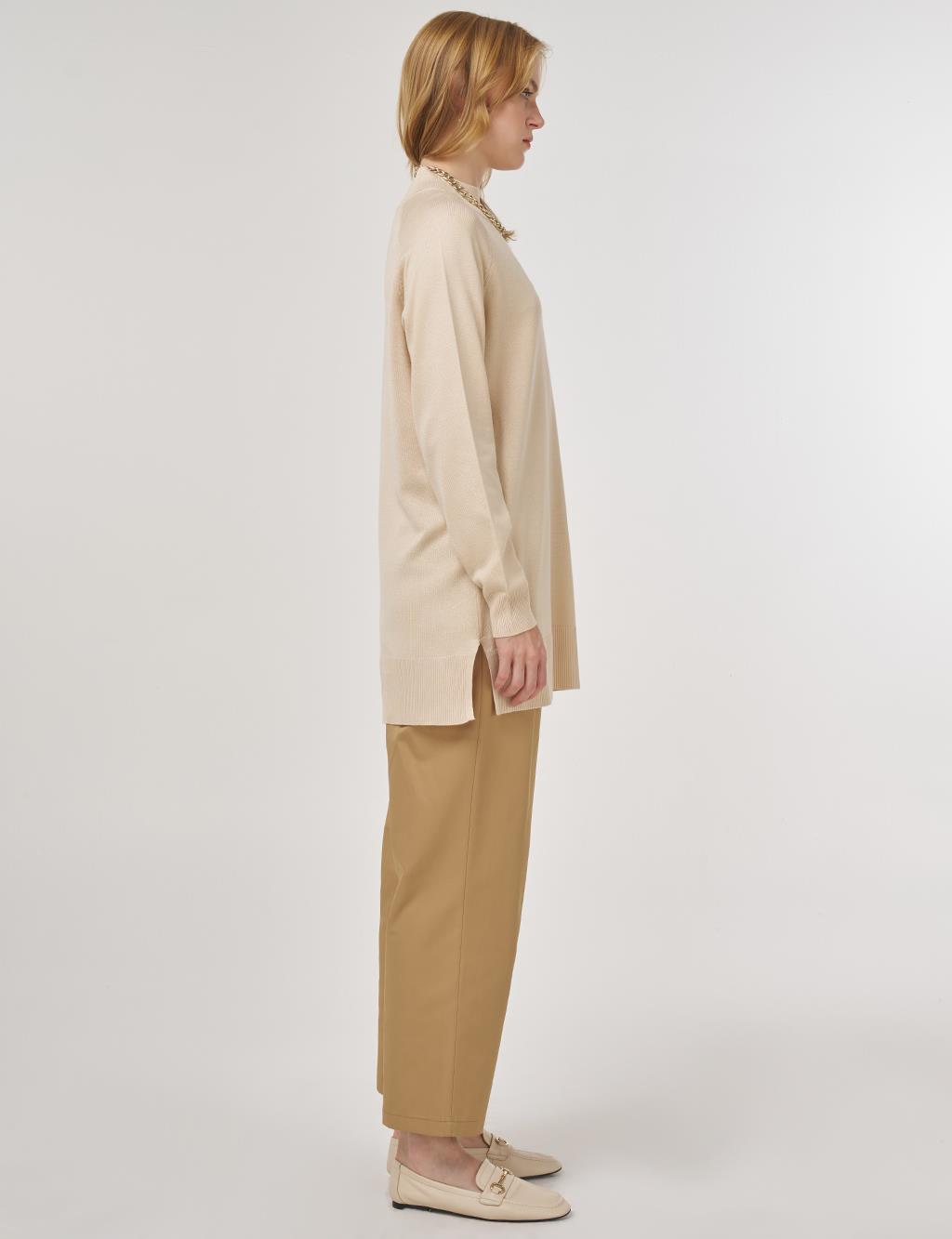 Half Turtleneck Knit Tunic Stone 