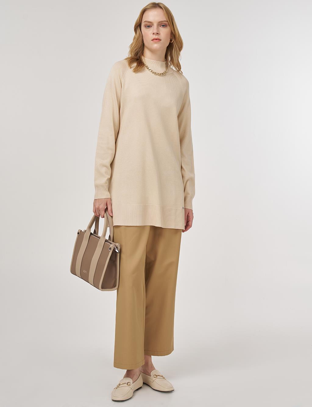 Half Turtleneck Knit Tunic Stone 