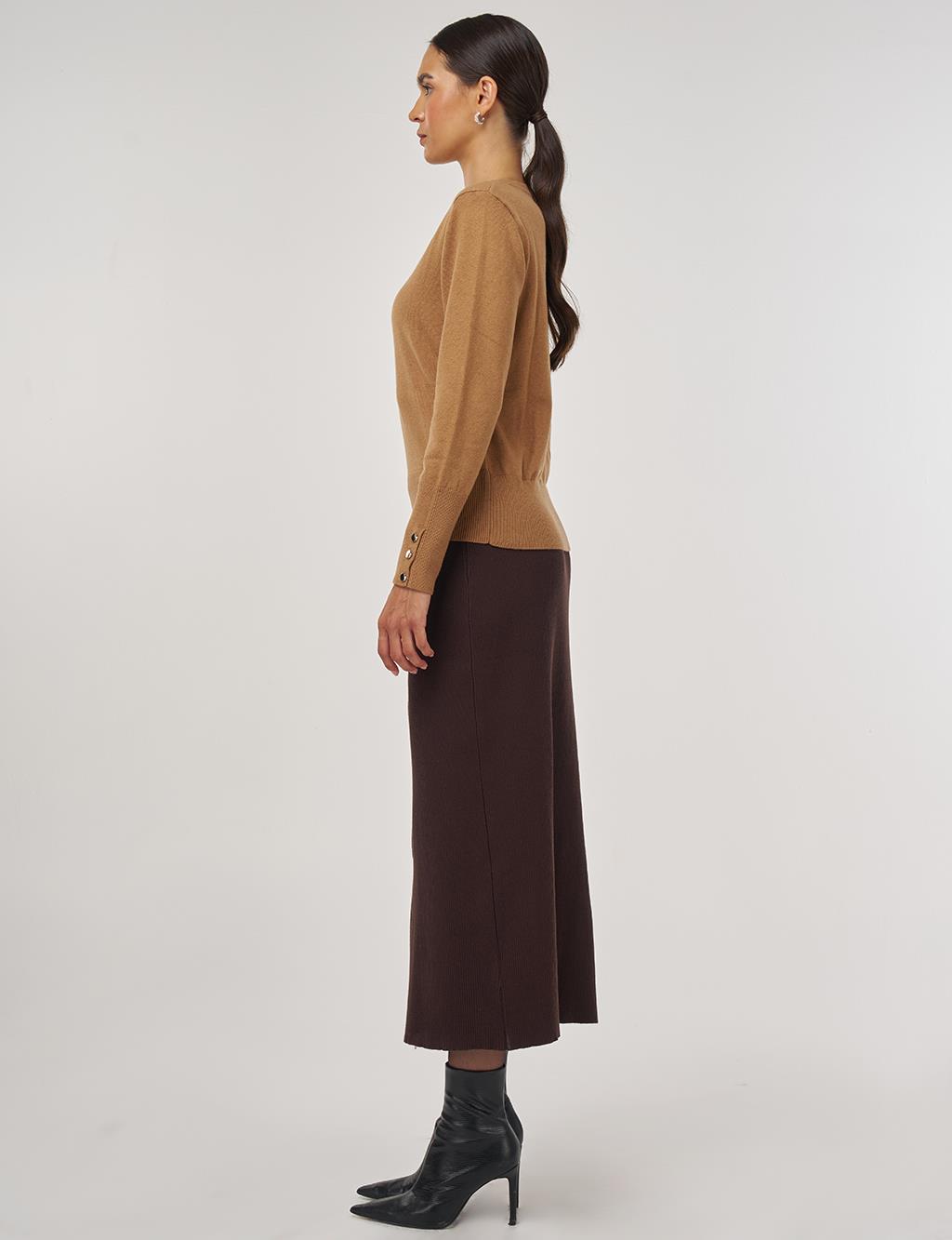 Button-Detail Knit Sweater Stone 