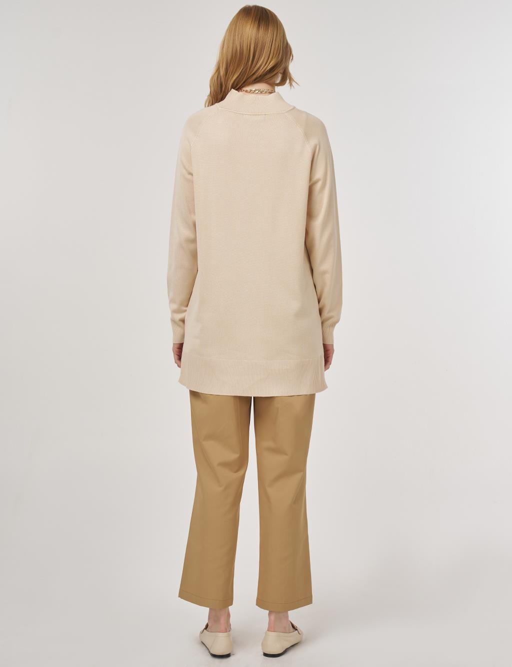 Half Turtleneck Knit Tunic Stone 