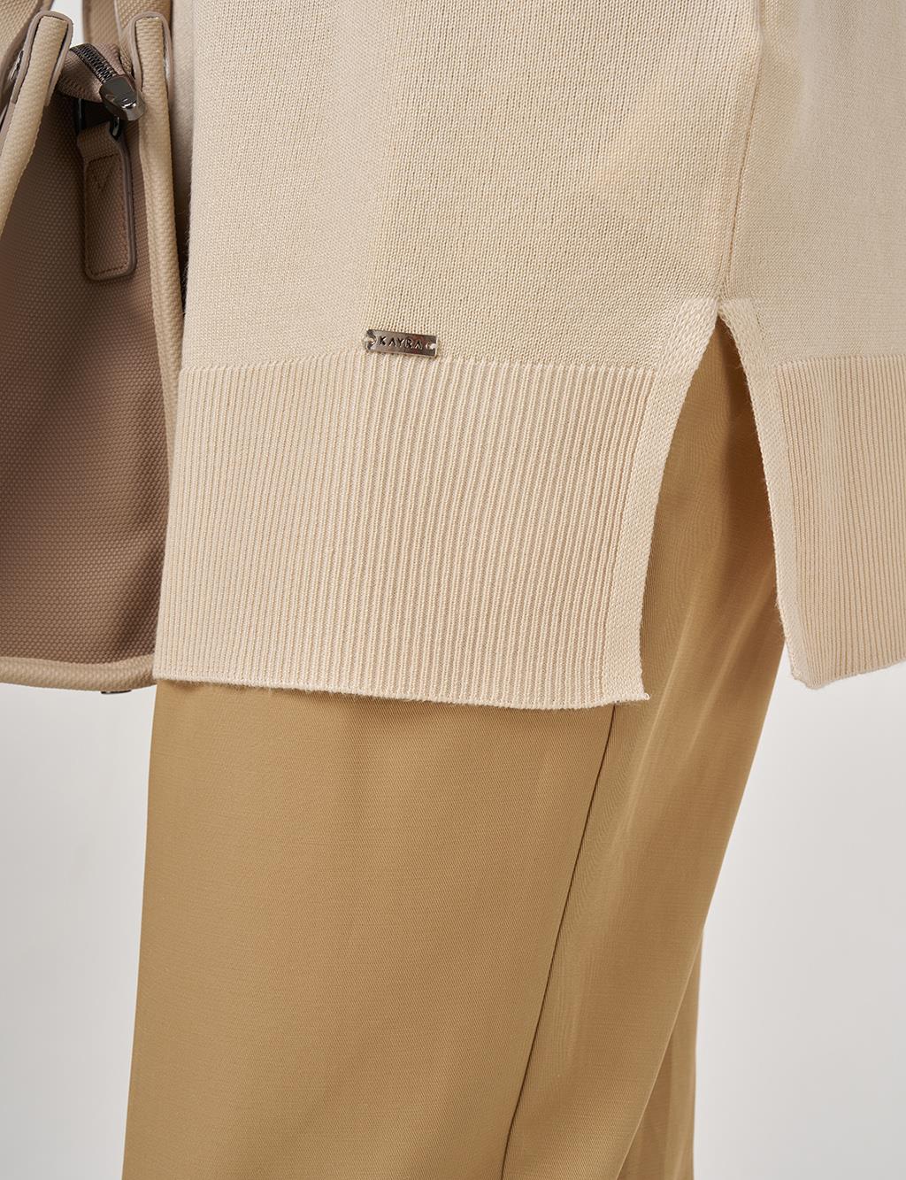 Half Turtleneck Knit Tunic Stone 