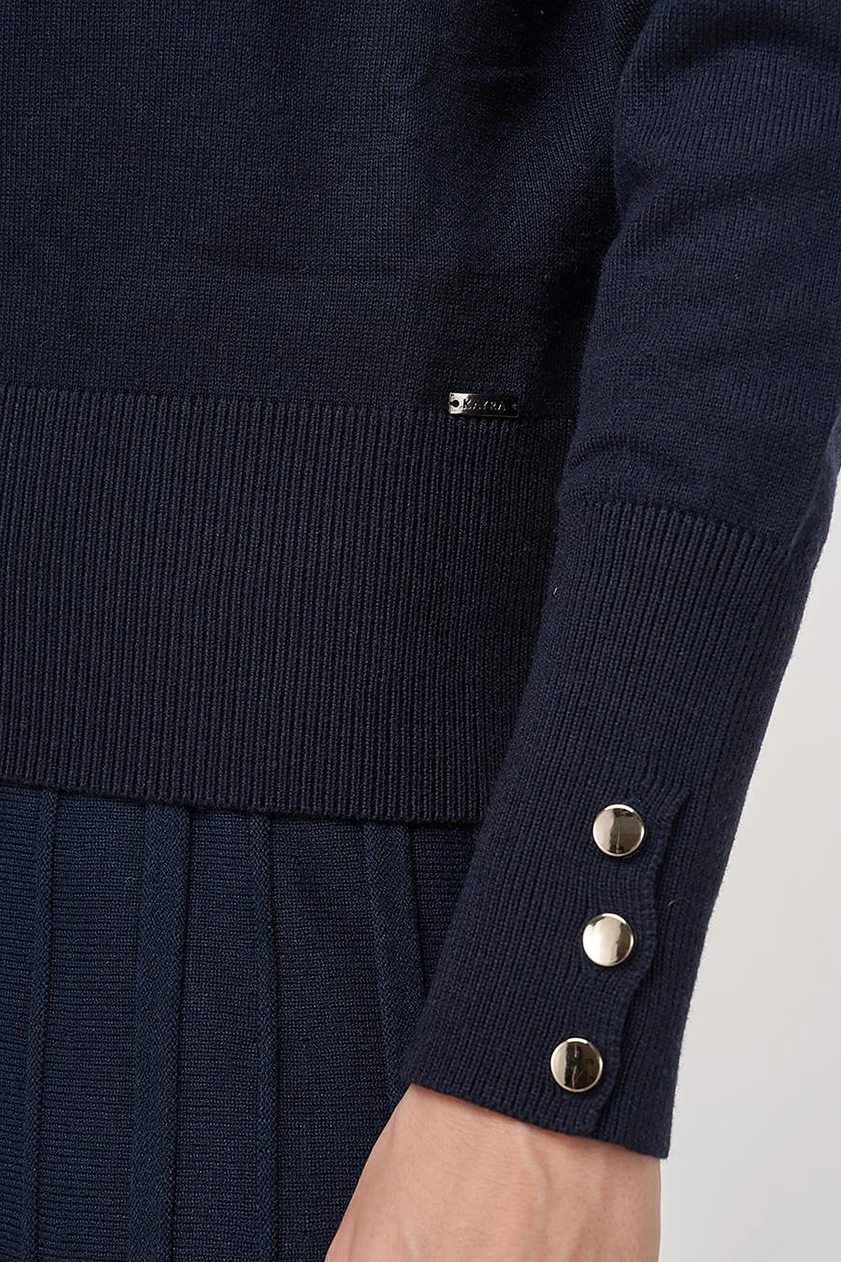 Button-Detail Wool Knit Sweater Navy 