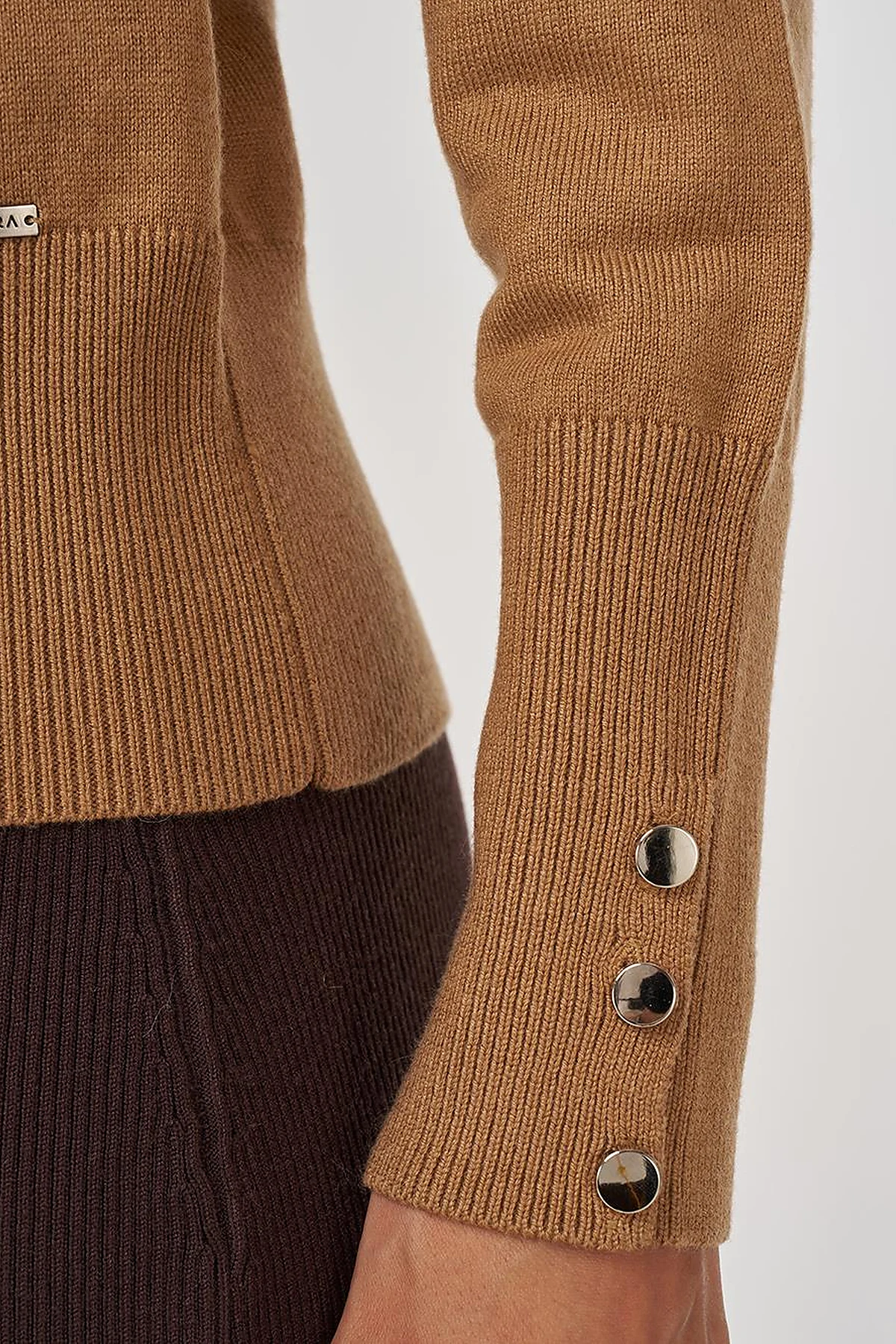 Button-Detail Wool Knit Sweater Stone 