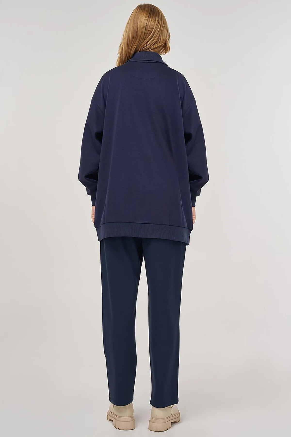 Dropped-Shoulder Viscose Sweatshirt Navy