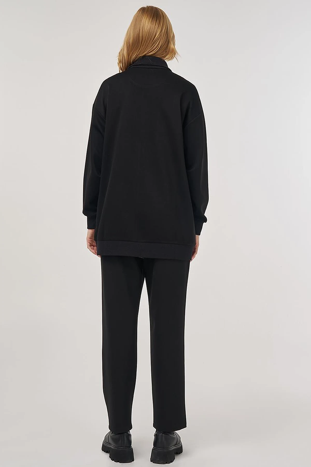 Dropped-Shoulder Viscose Sweatshirt Black