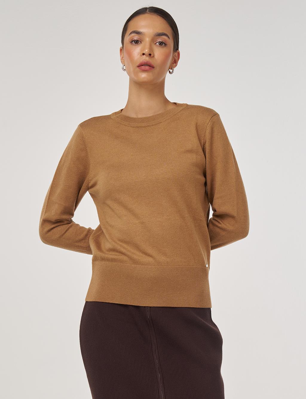 Button-Detail Knit Sweater Stone 