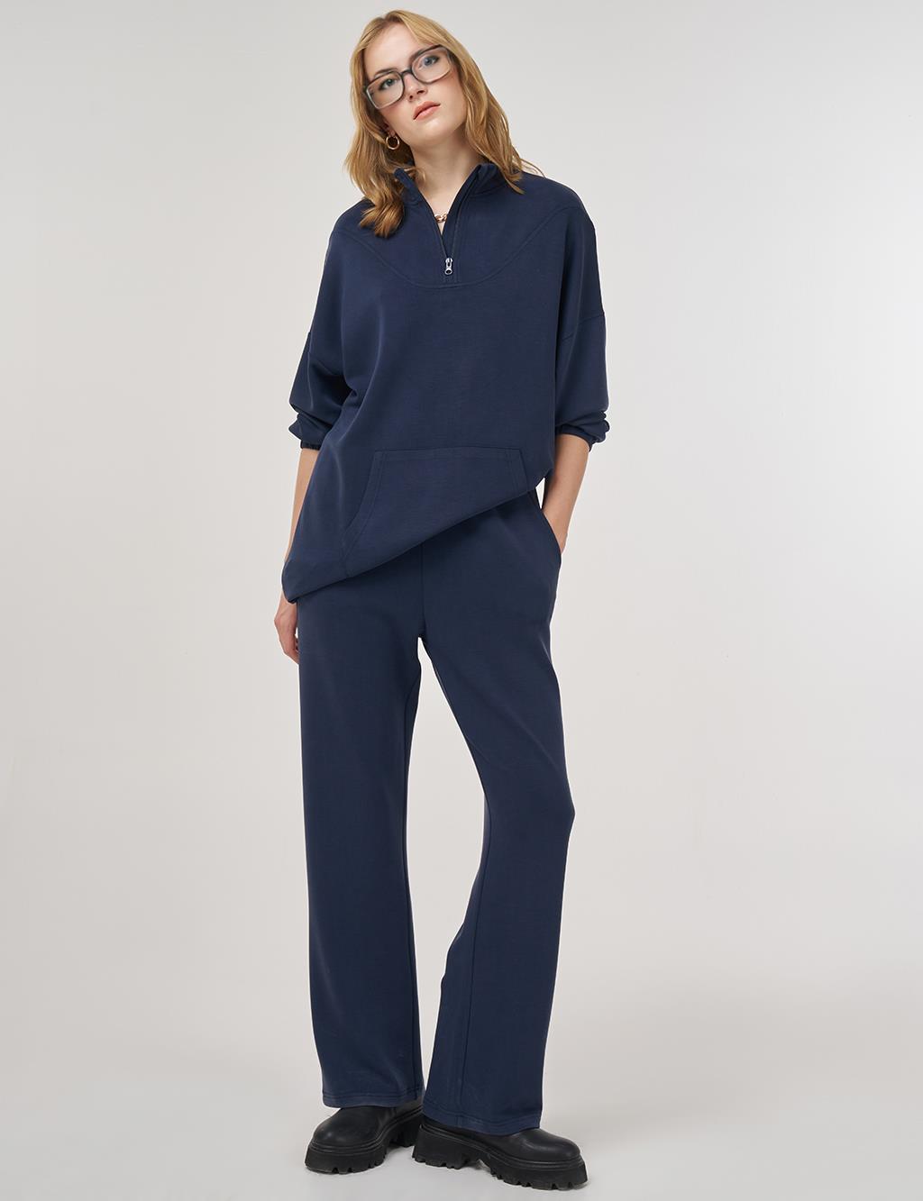 Kangaroo Pocket Two-Piece Suit in Navy 