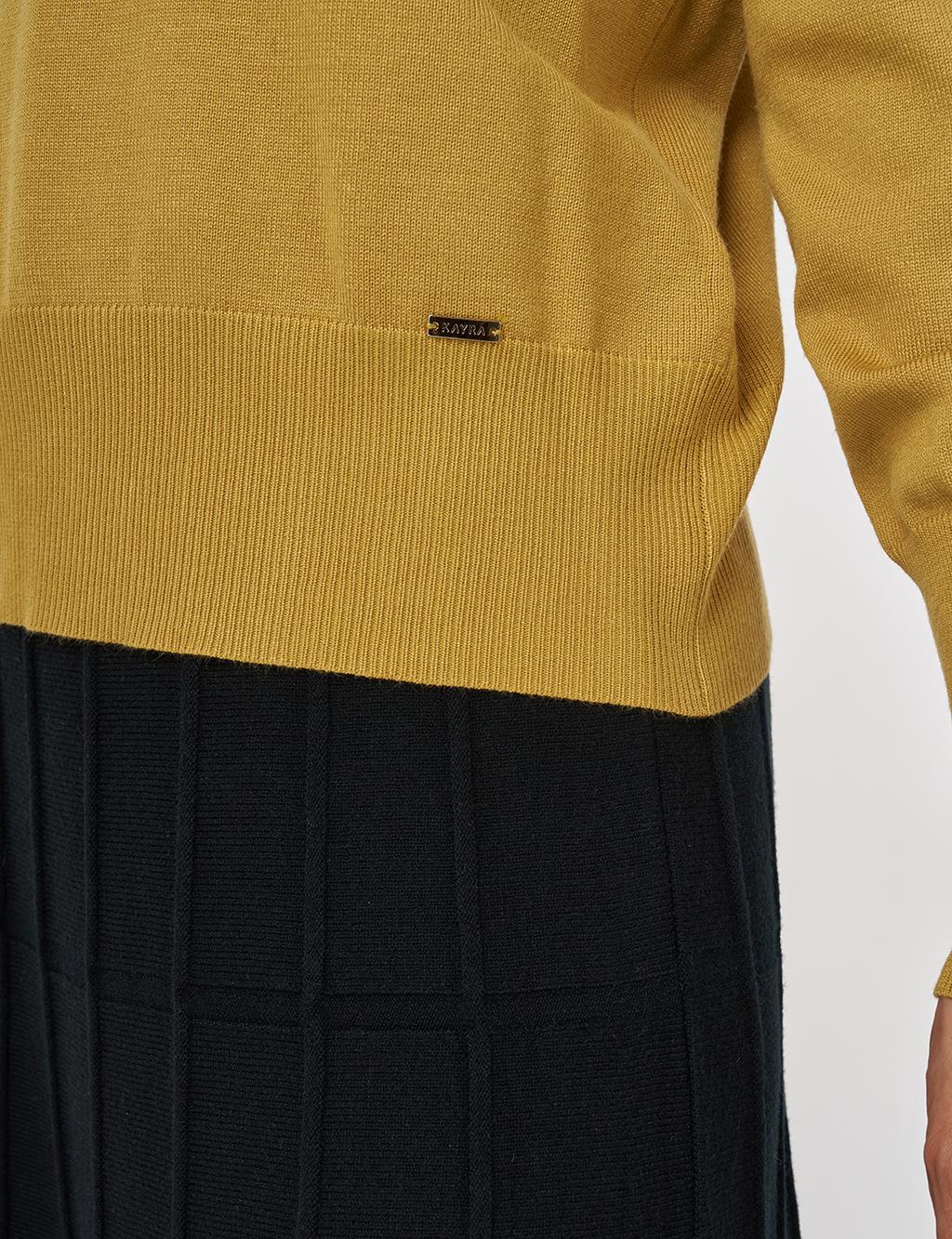 Mock Neck Basic Knit Sweater Mustard 