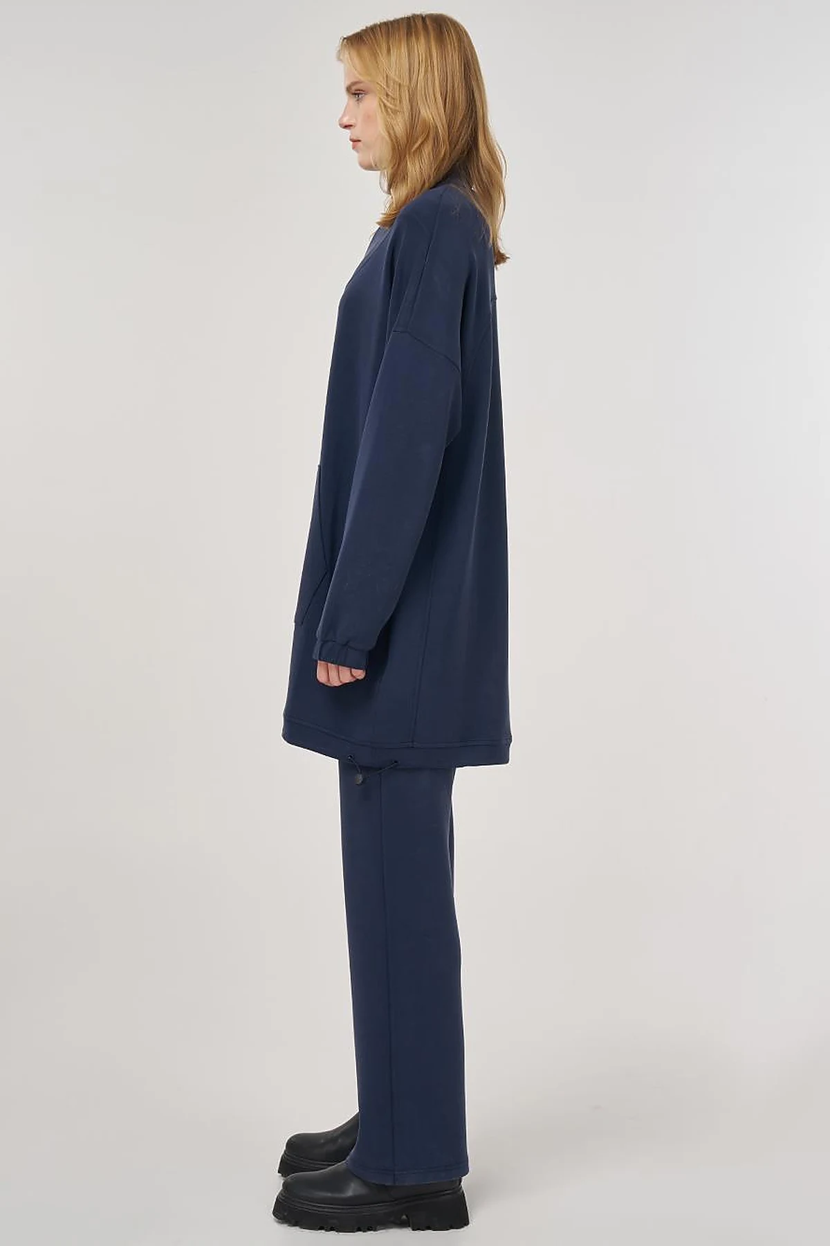 Kangaroo Pocket Two-Piece Suit in Navy 