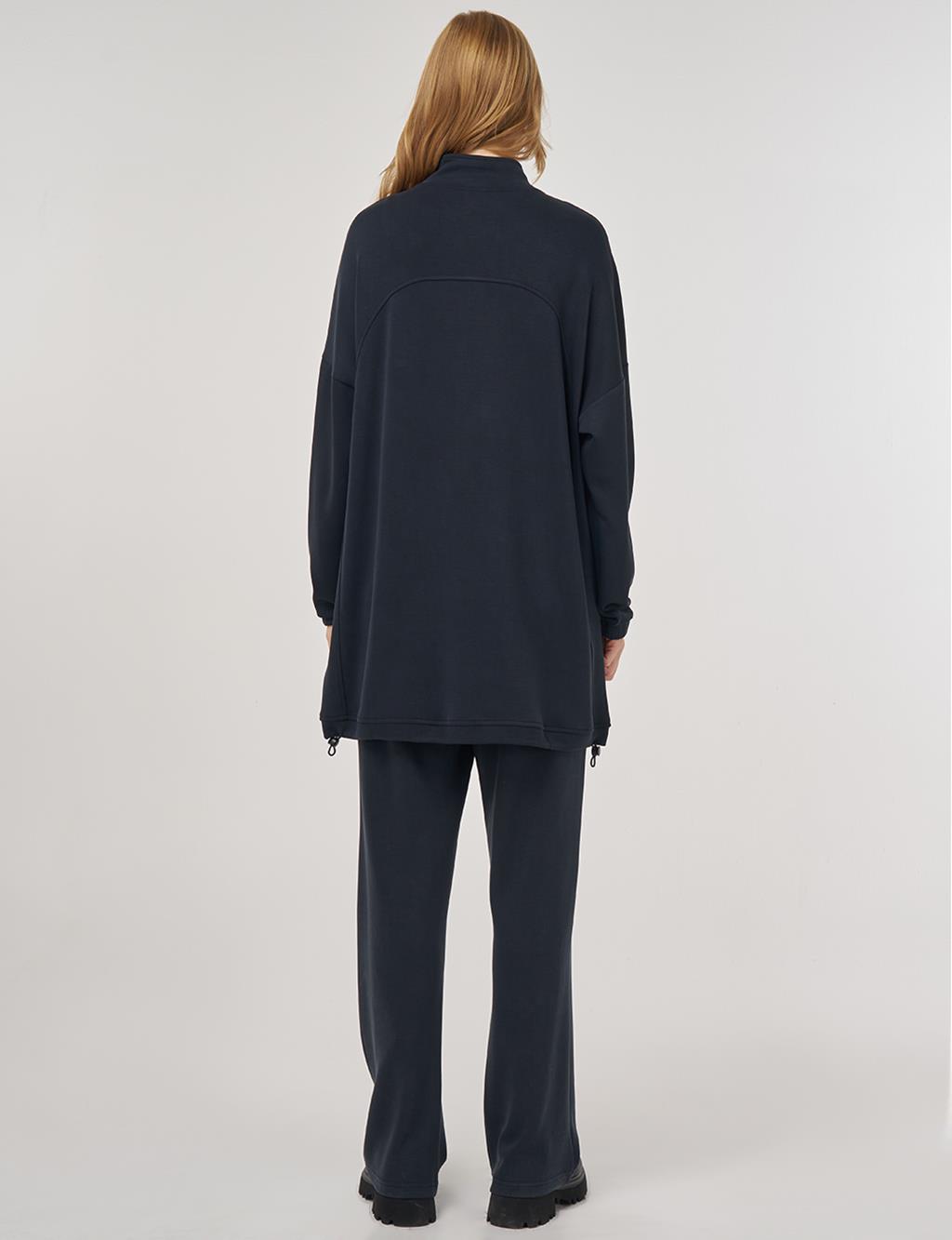 Kangaroo Pocket Two-Piece Suit in Black