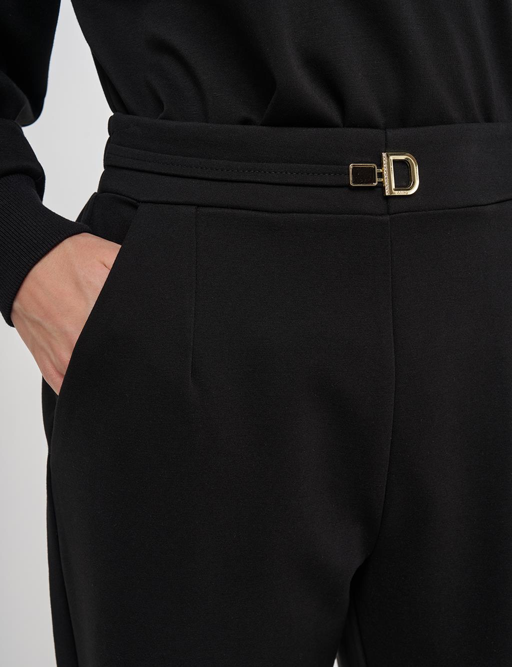 Metal-Buckled Straight-Leg Pants Black