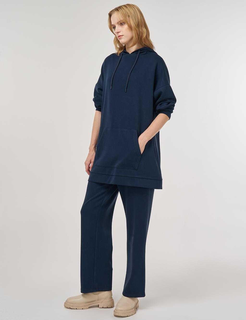 Hood Detail Two-Piece Suit in Navy 
