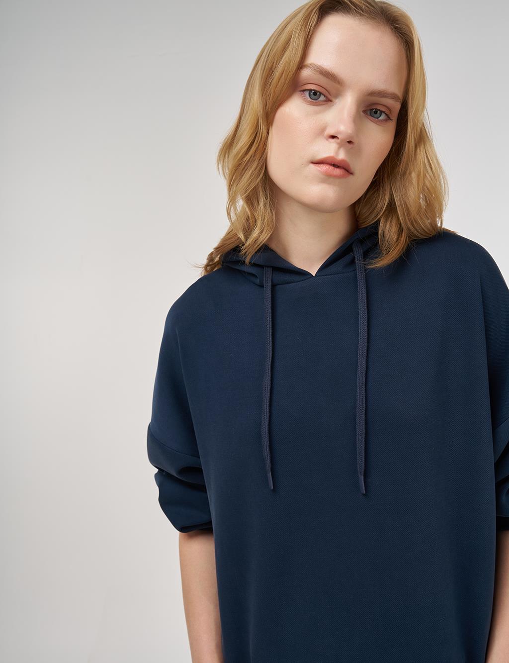 Hood Detail Two-Piece Suit in Navy 