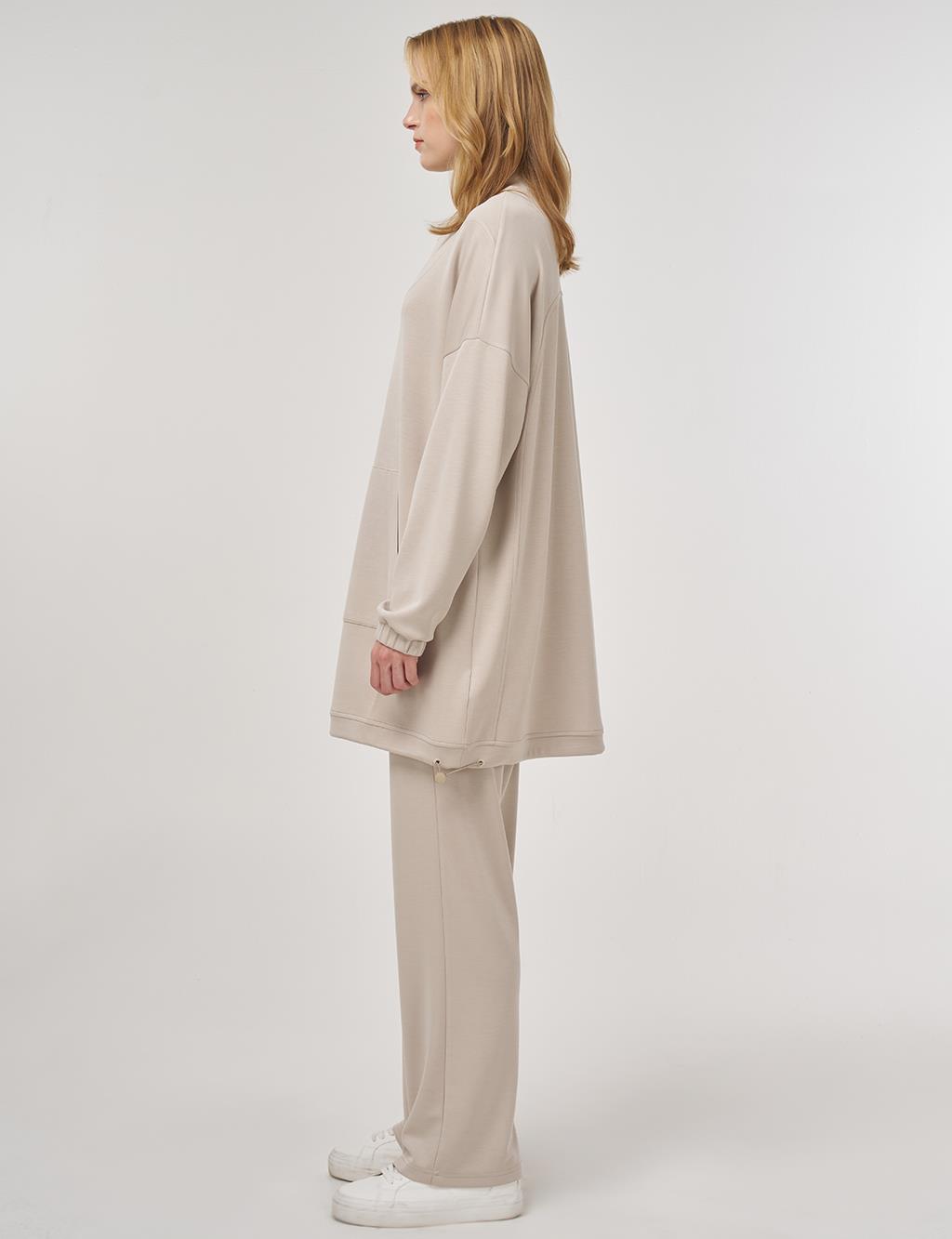 Kangaroo Pocket Two-Piece Suit in Stone