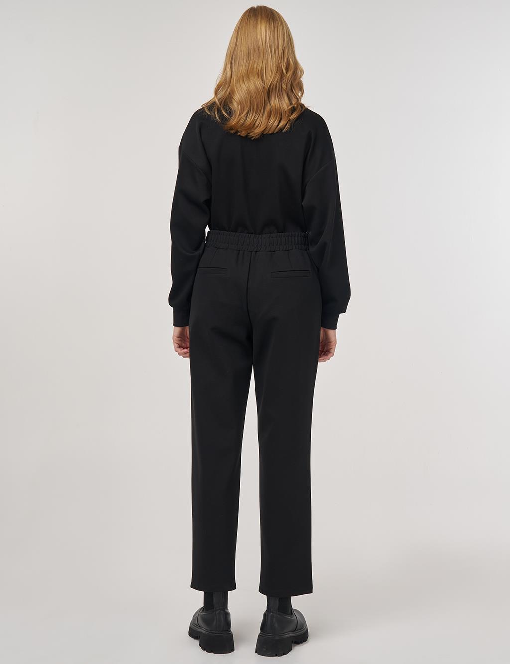 Metal-Buckled Straight-Leg Pants Black