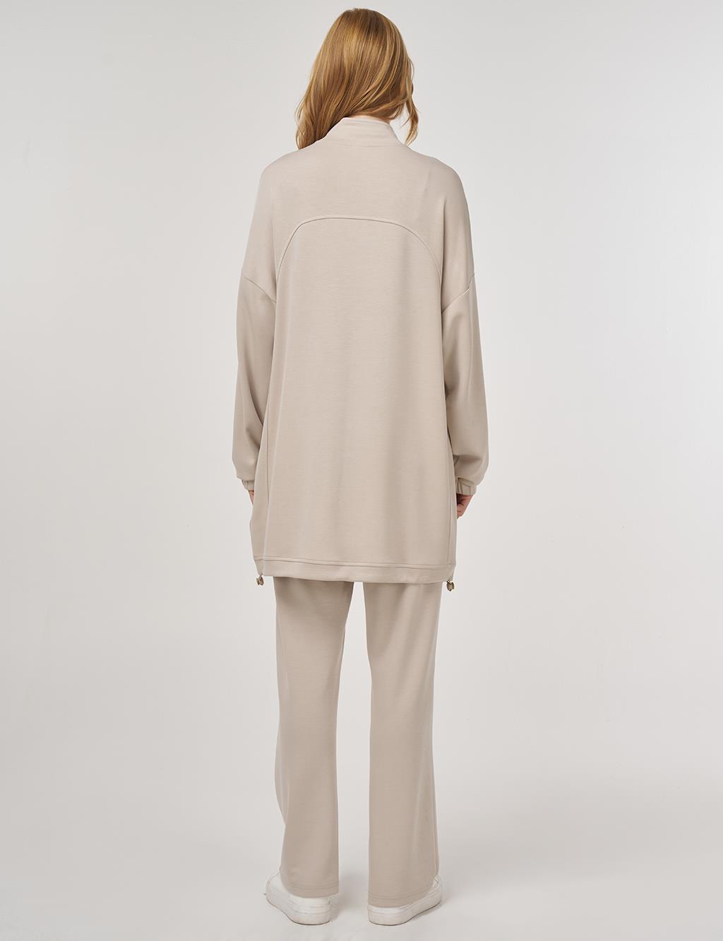 Kangaroo Pocket Two-Piece Suit in Stone