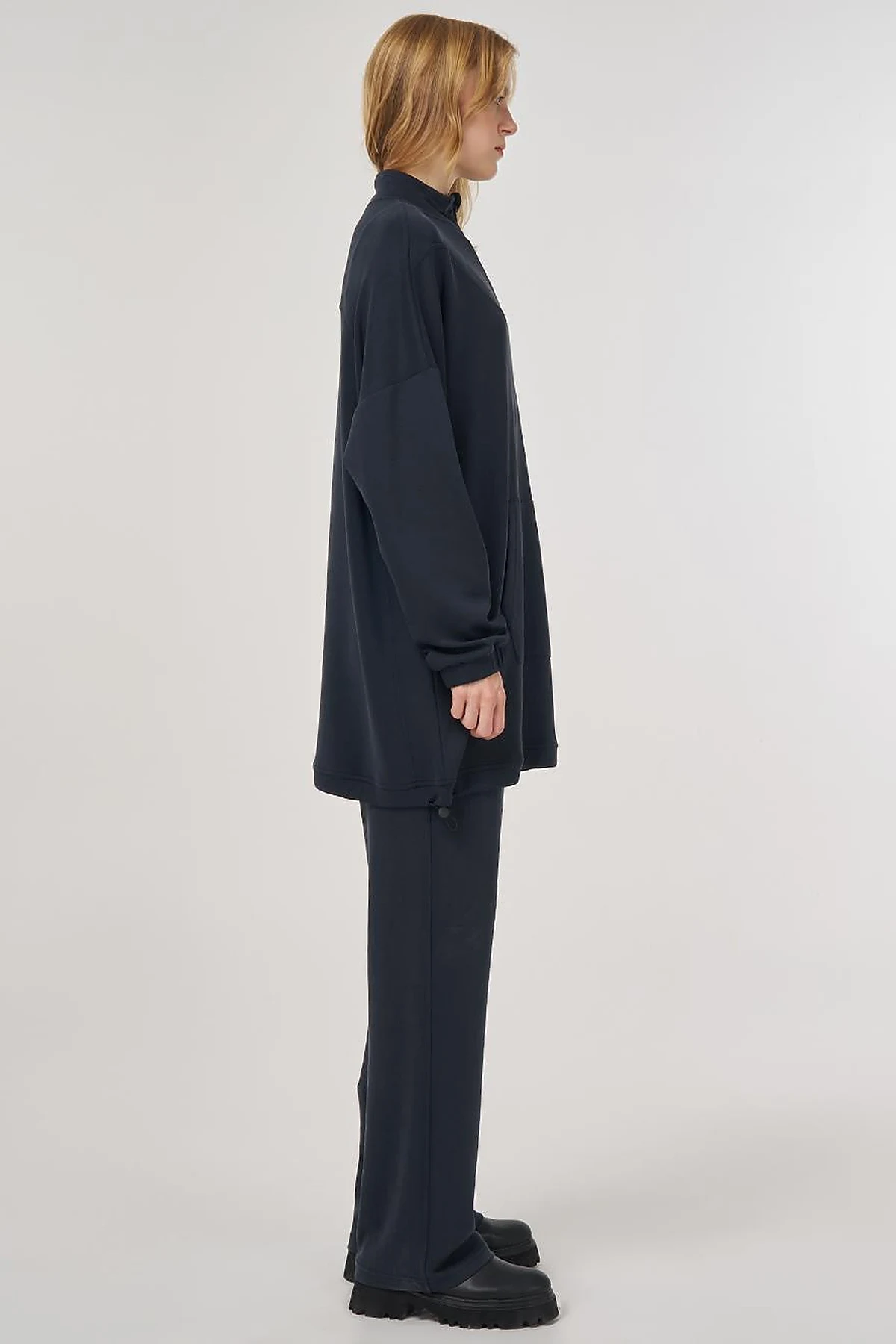 Kangaroo Pocket Two-Piece Suit in Black