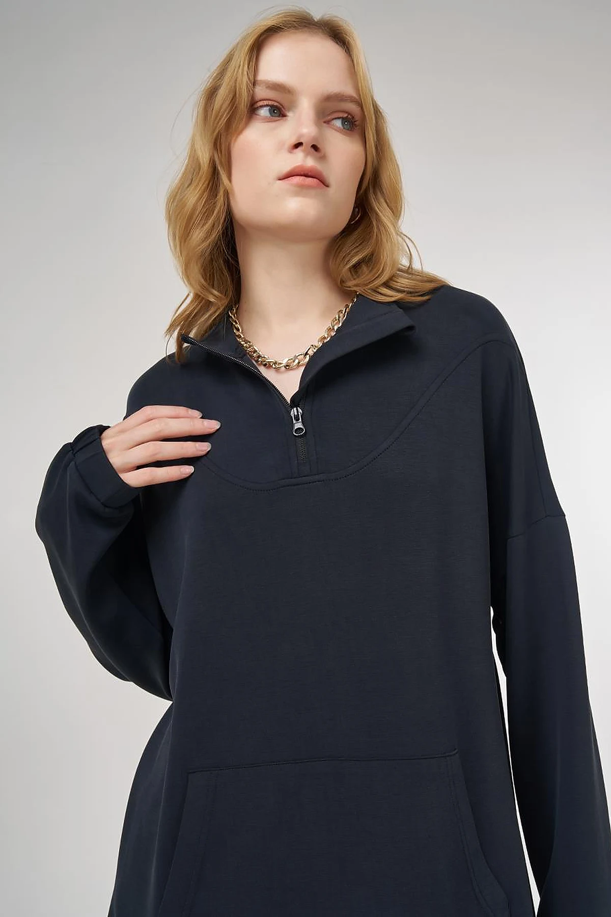 Kangaroo Pocket Two-Piece Suit in Black