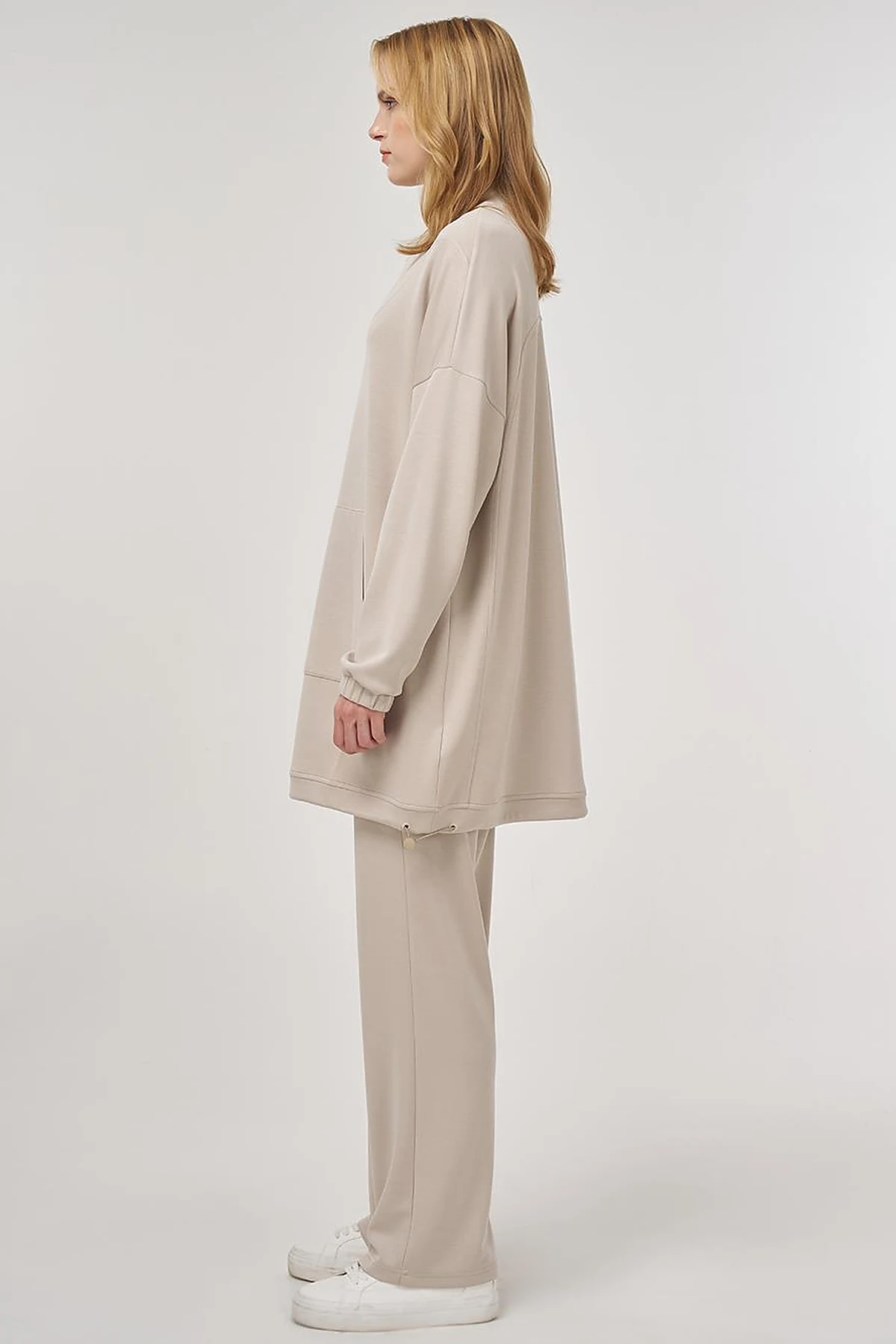 Kangaroo Pocket Two-Piece Suit in Stone