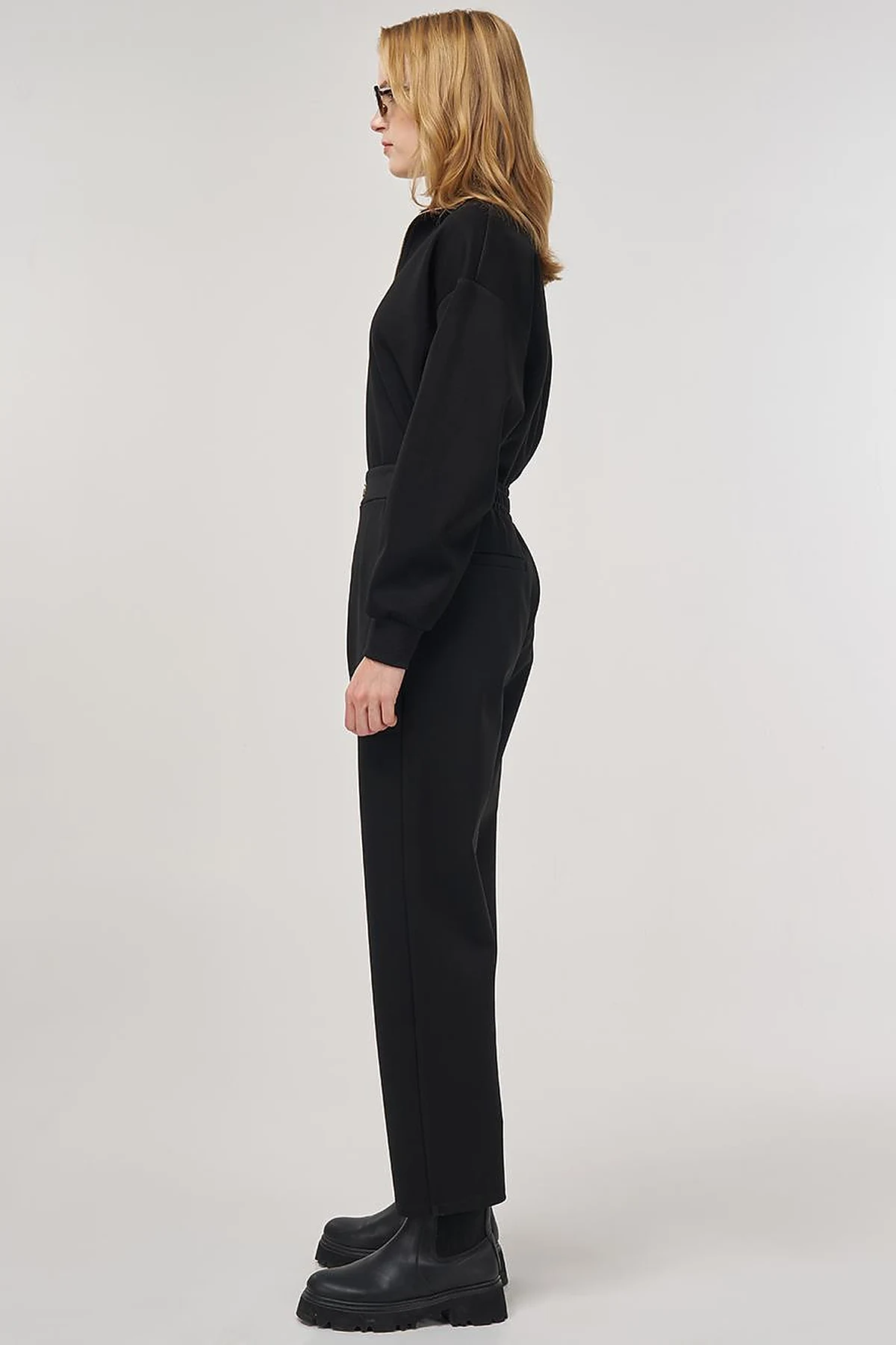 Metal-Buckled Straight-Leg Pants Black