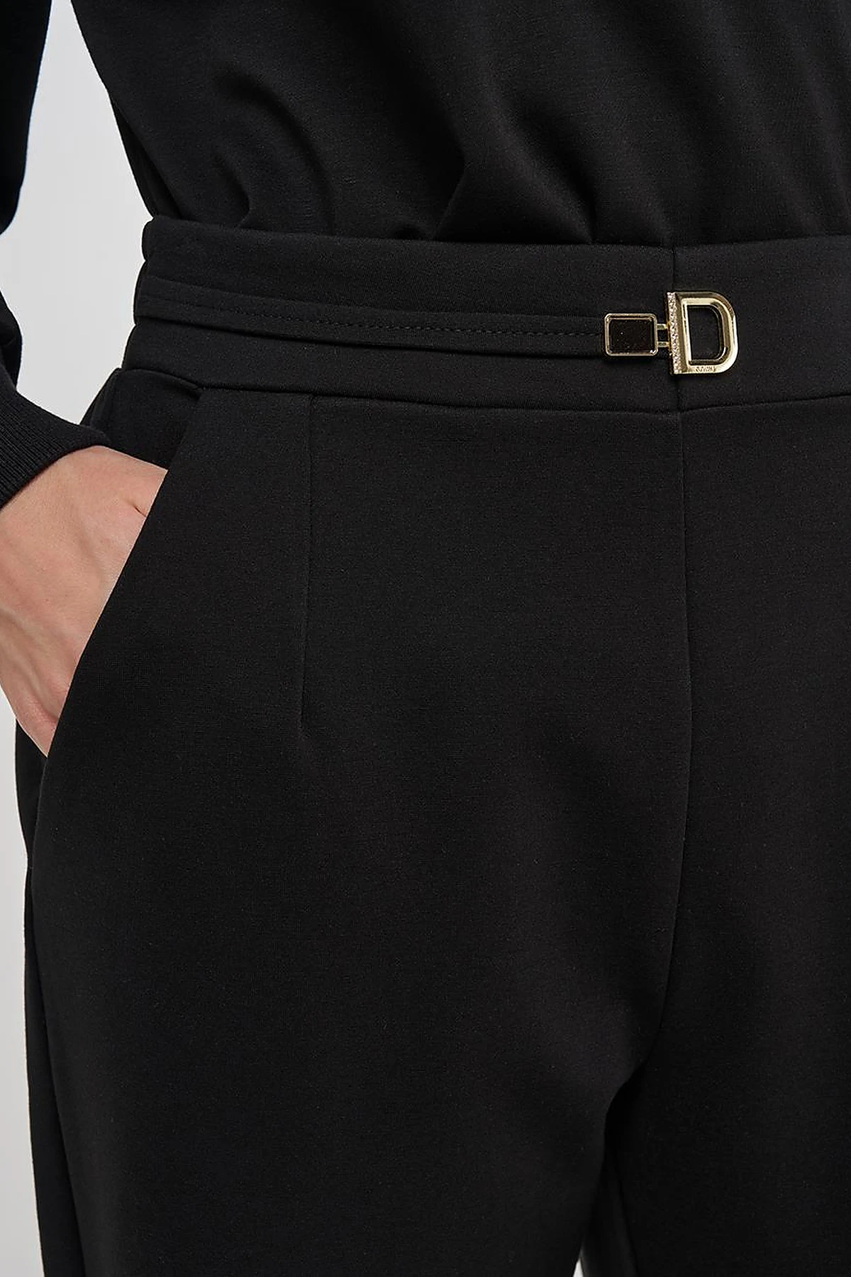 Metal-Buckled Straight-Leg Pants Black