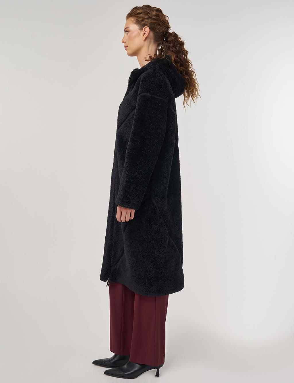 Double-Sided Plush Coat Black