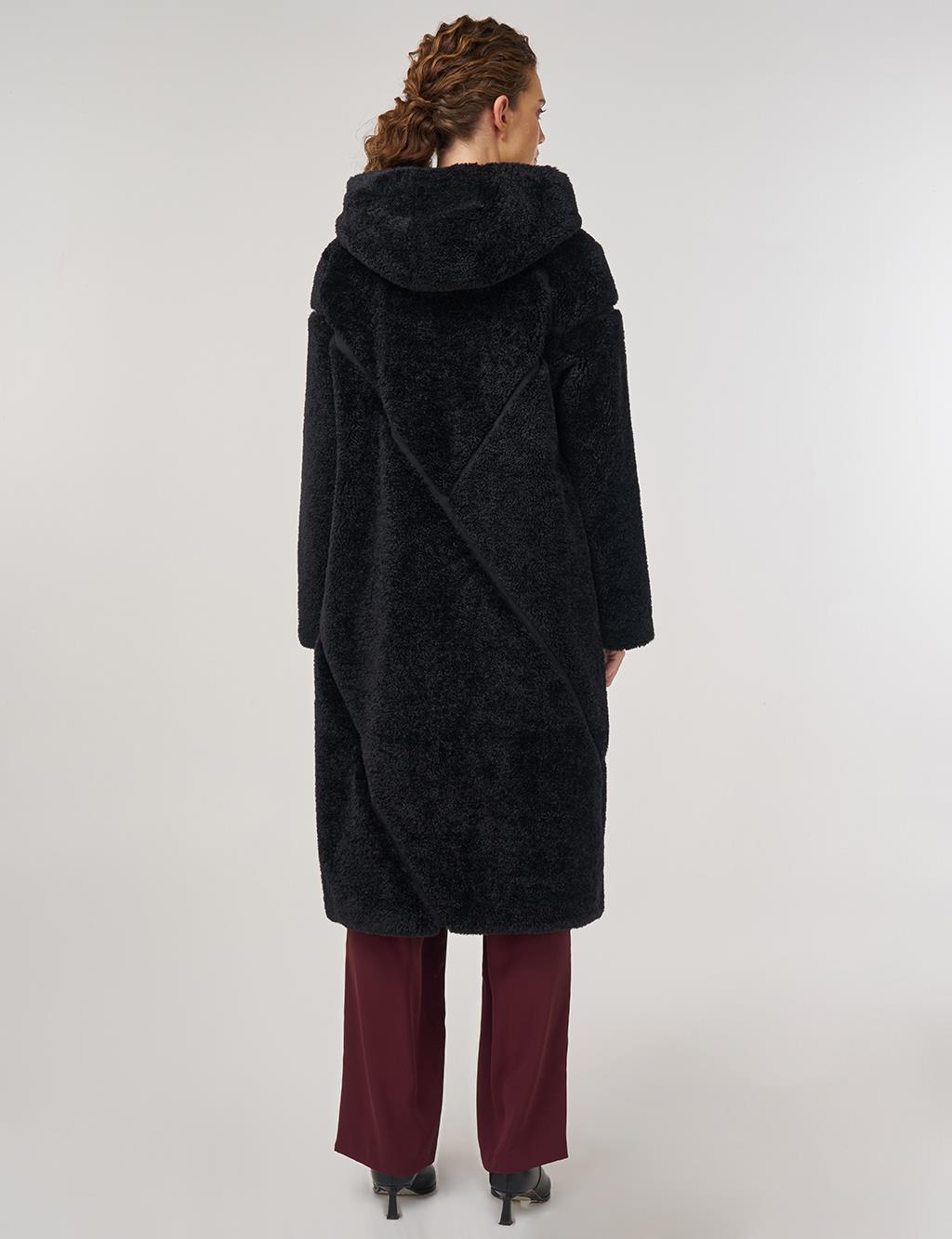Double-Sided Plush Coat Black