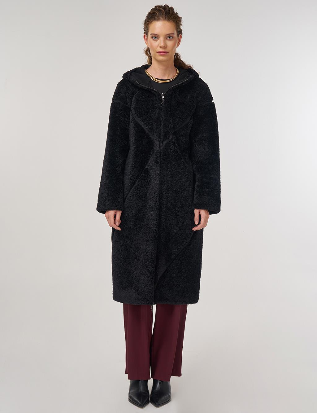 Double-Sided Plush Coat Black