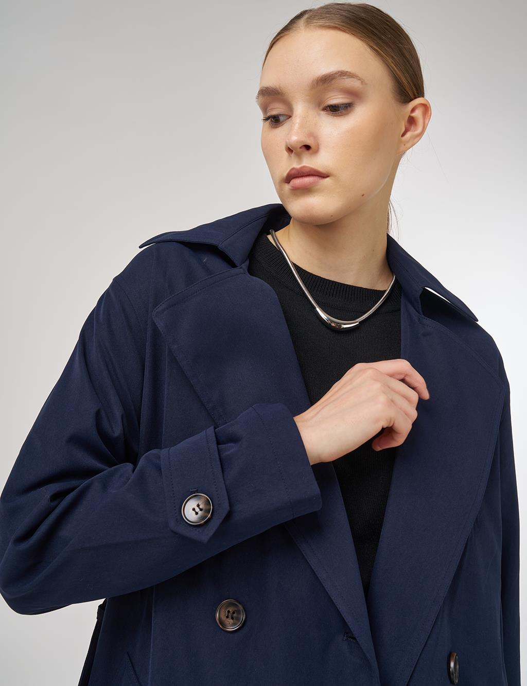 Men's Collar Trench Coat Navy 