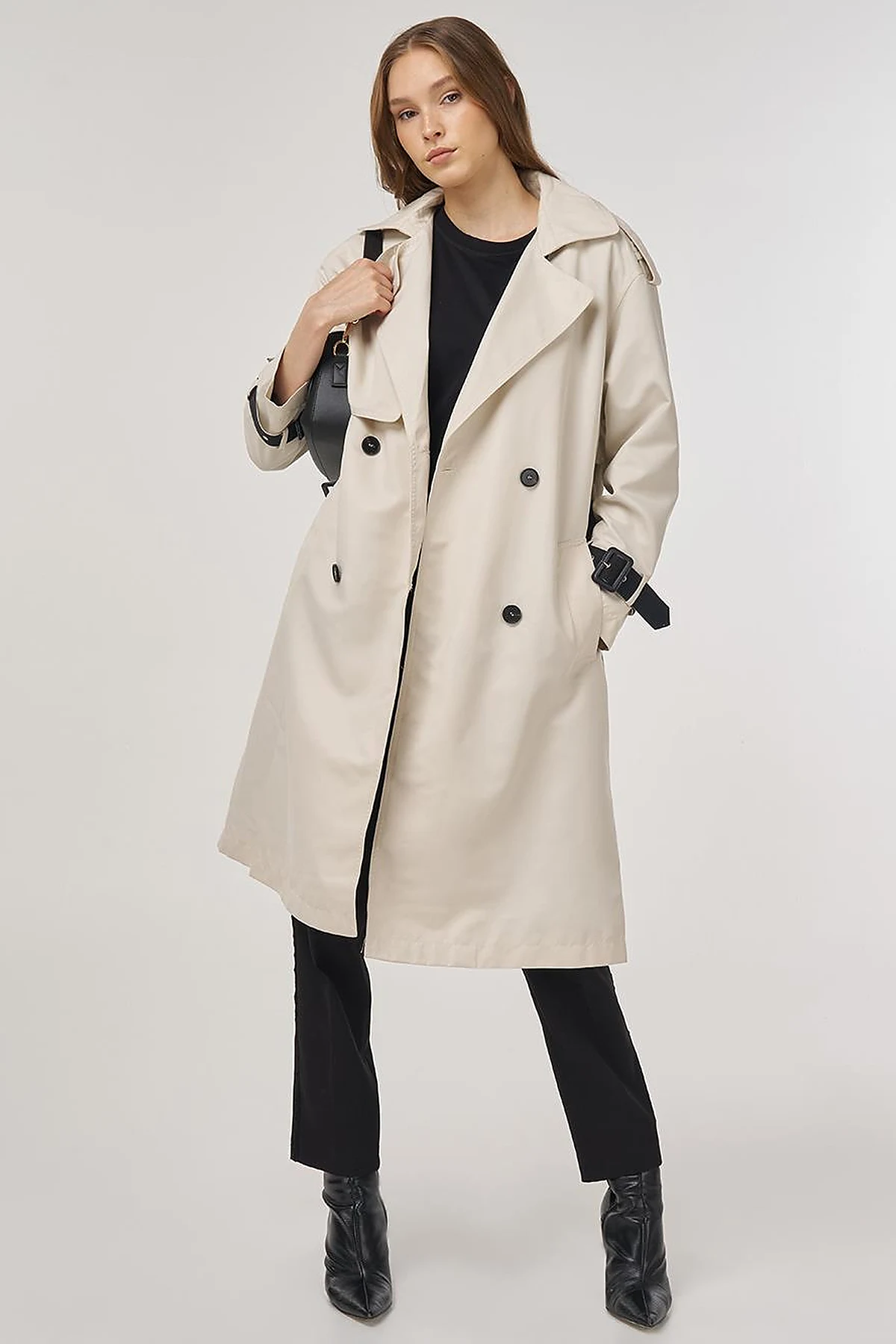 Epaulet Detailed Trench Coat Stone
