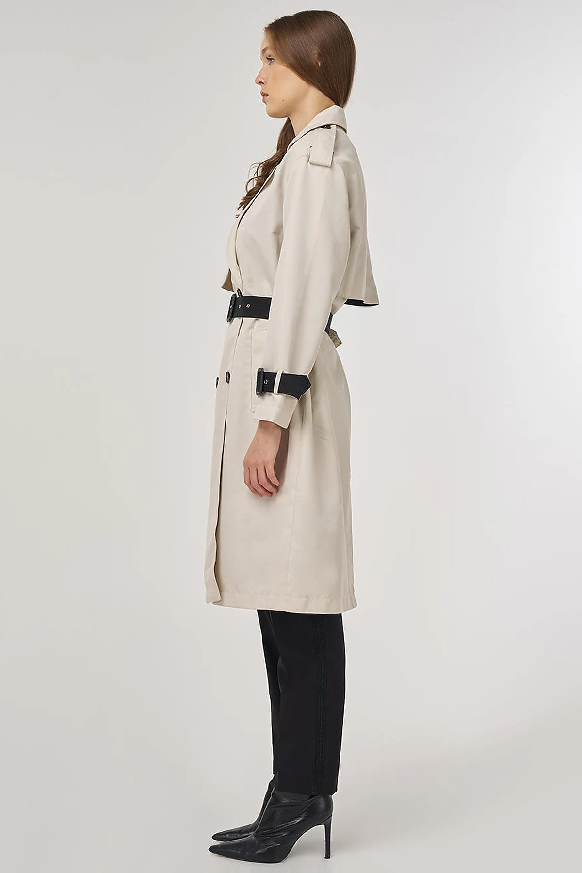 Epaulet Detailed Trench Coat Stone