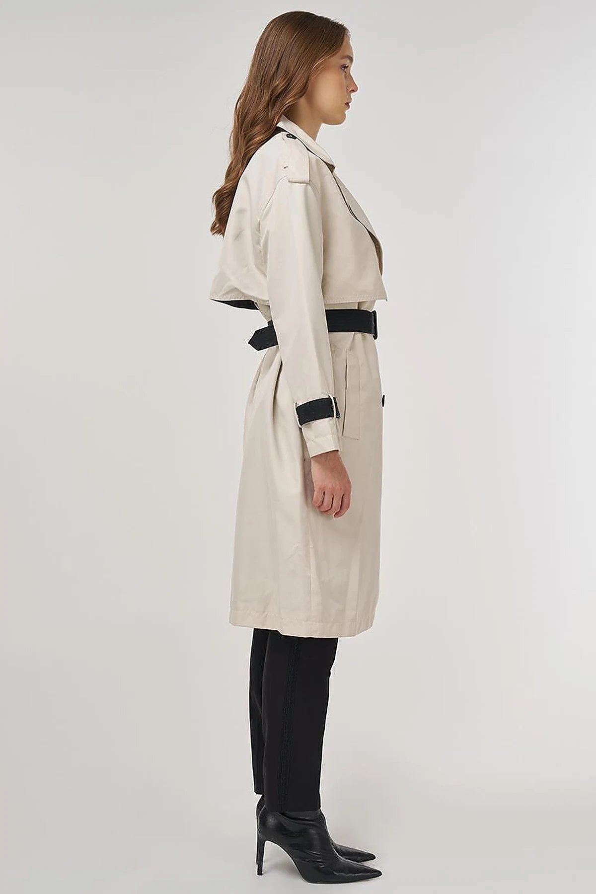 Epaulet Detailed Trench Coat Stone