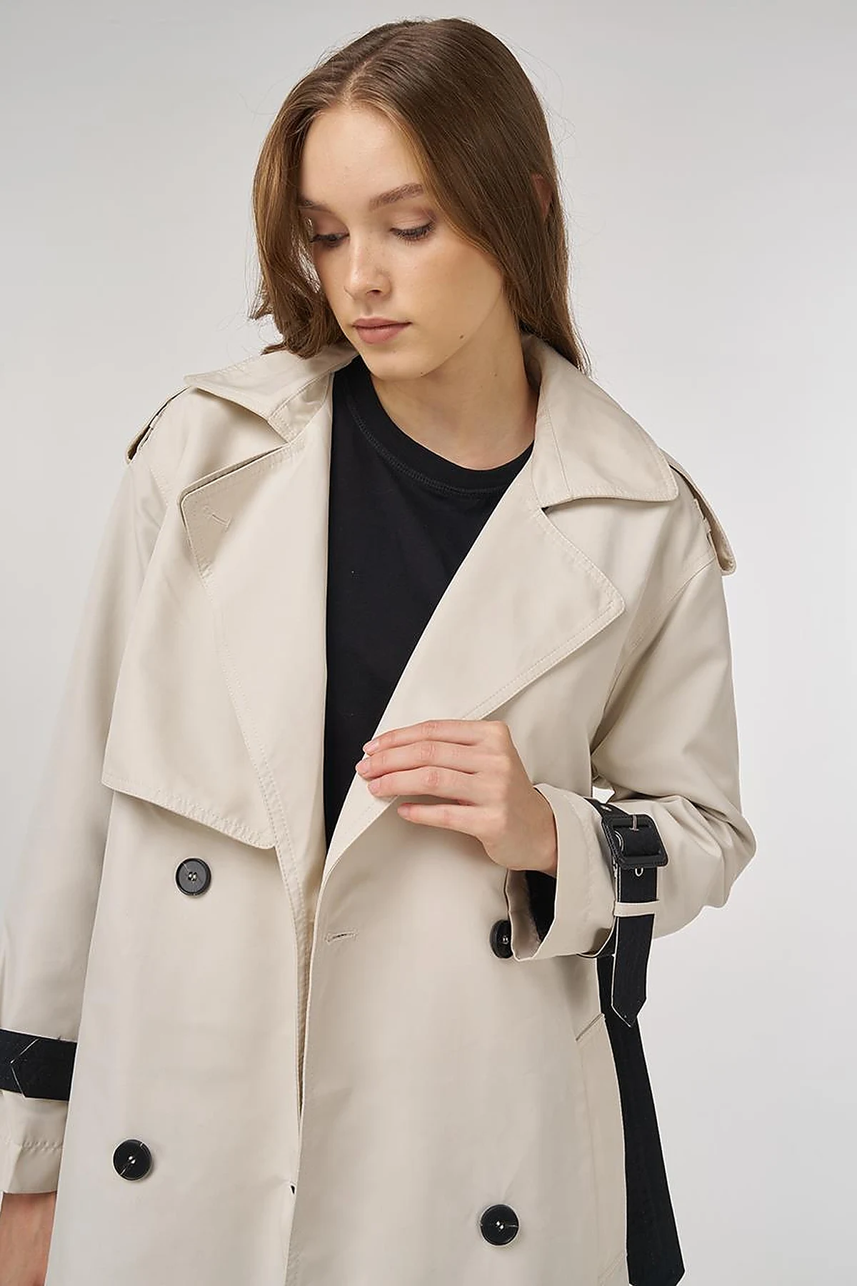 Epaulet Detailed Trench Coat Stone