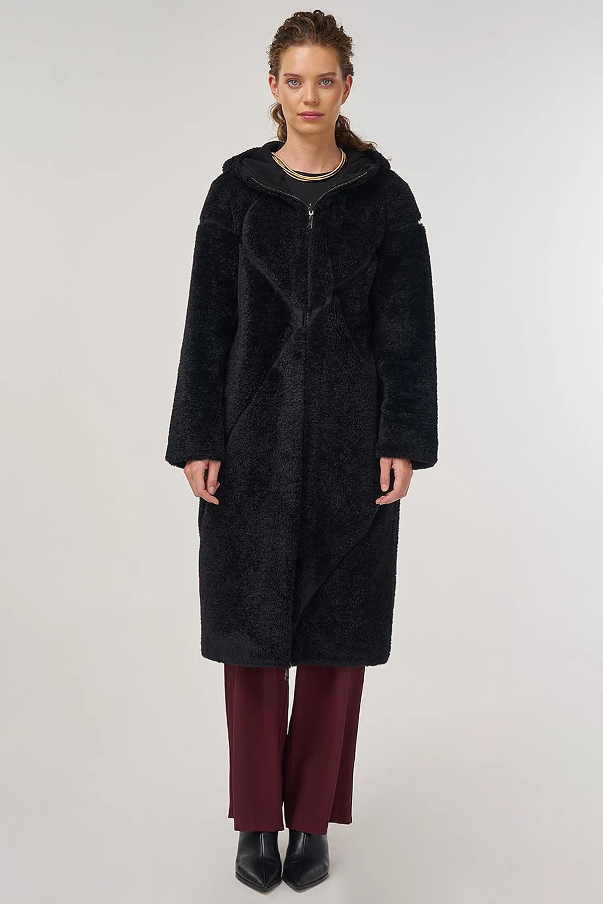 Double-Sided Plush Coat Black