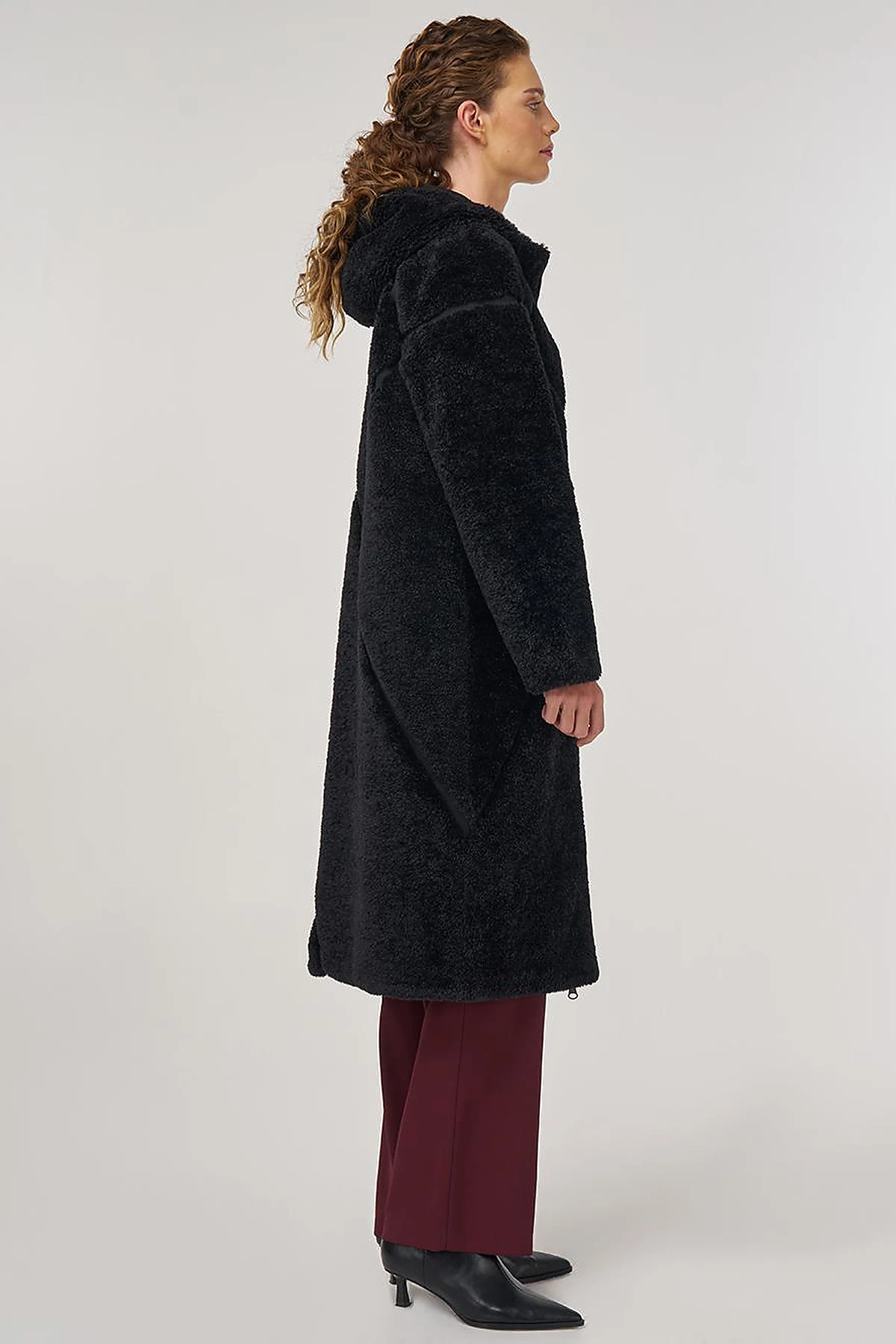 Double-Sided Plush Coat Black