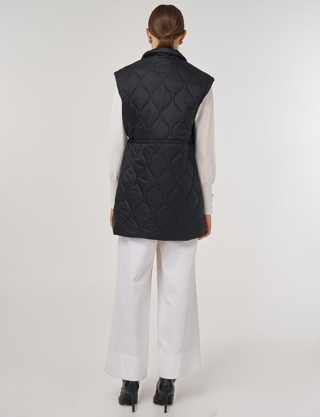 Stand Collar Puffer Vest Black 