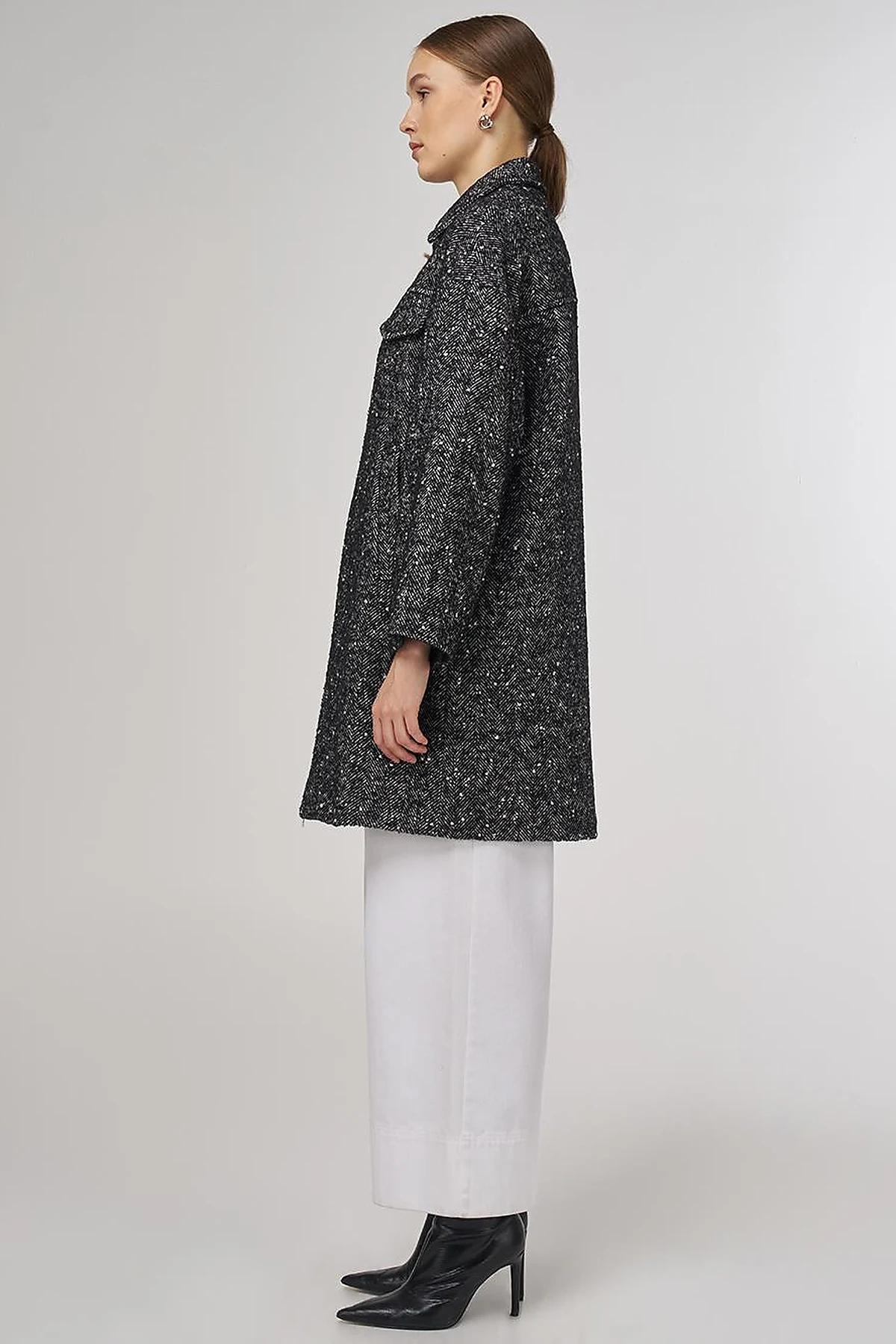 Flap Pocket Wool Coat Black