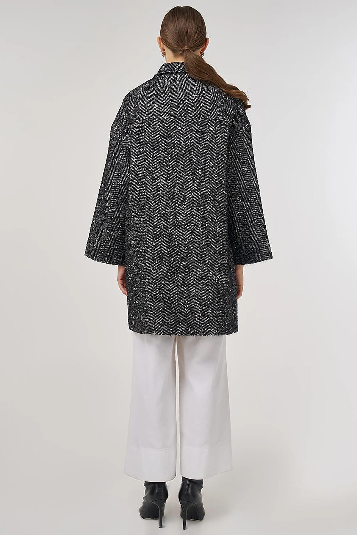 Flap Pocket Wool Coat Black