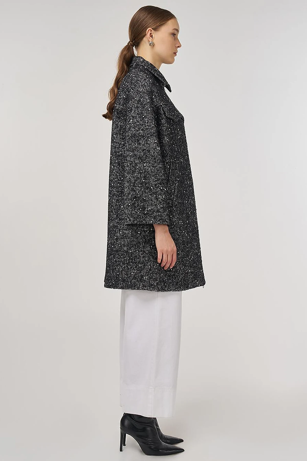 Flap Pocket Wool Coat Black