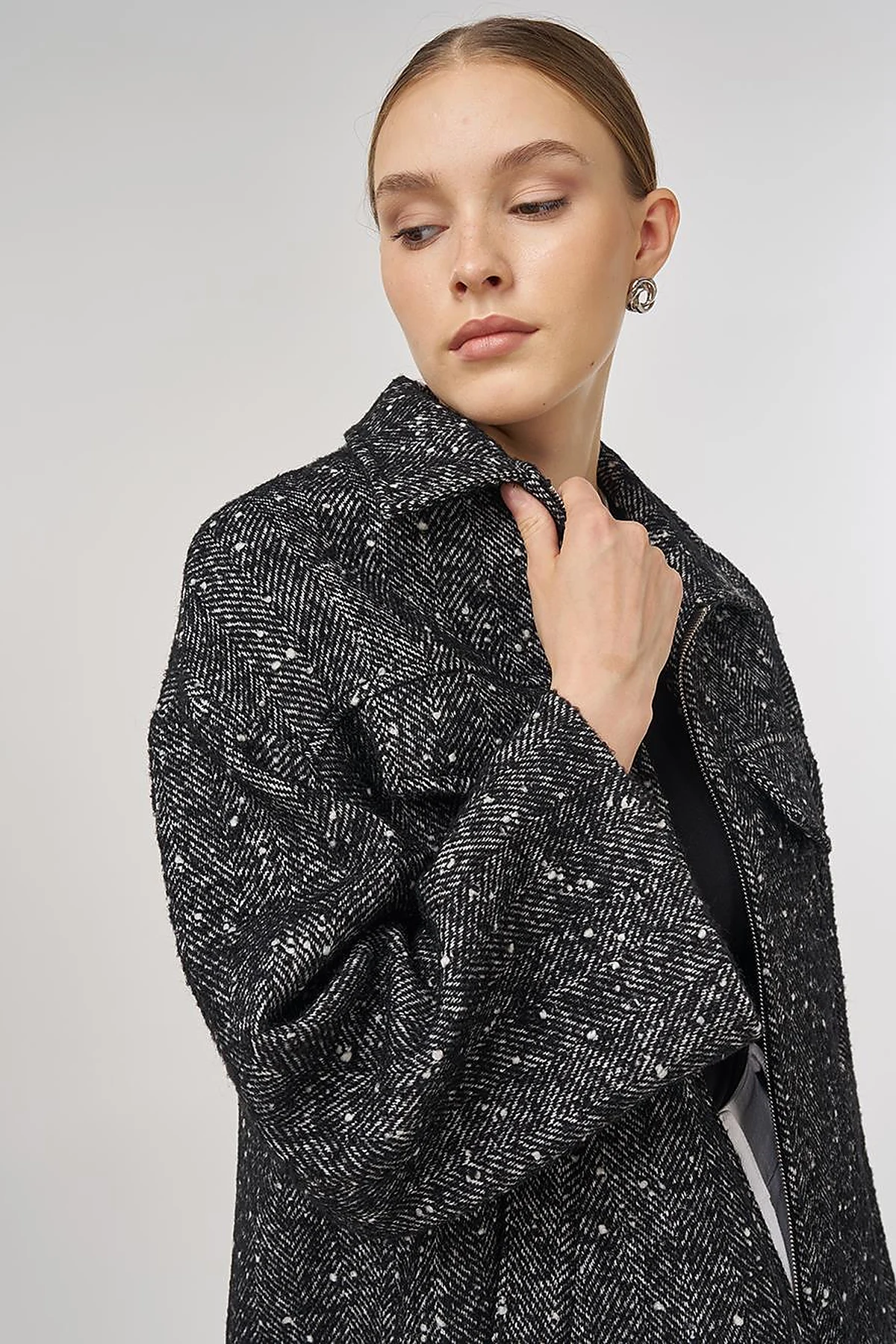 Flap Pocket Wool Coat Black