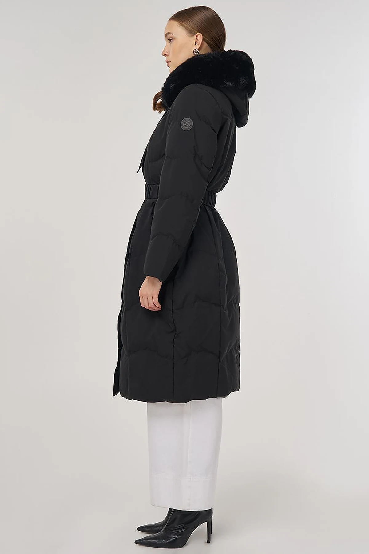 Hooded Down Coat in Black