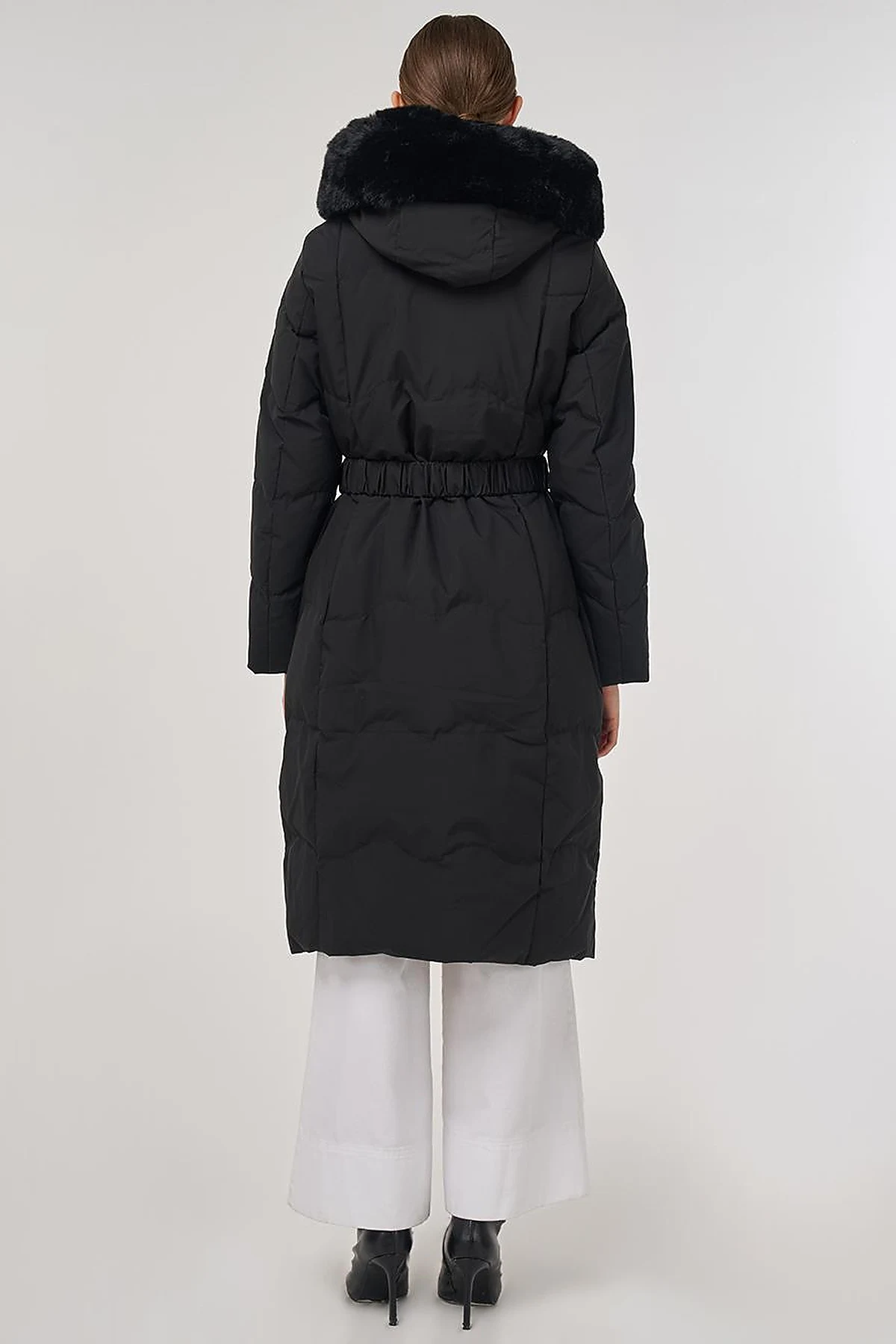 Hooded Down Coat in Black