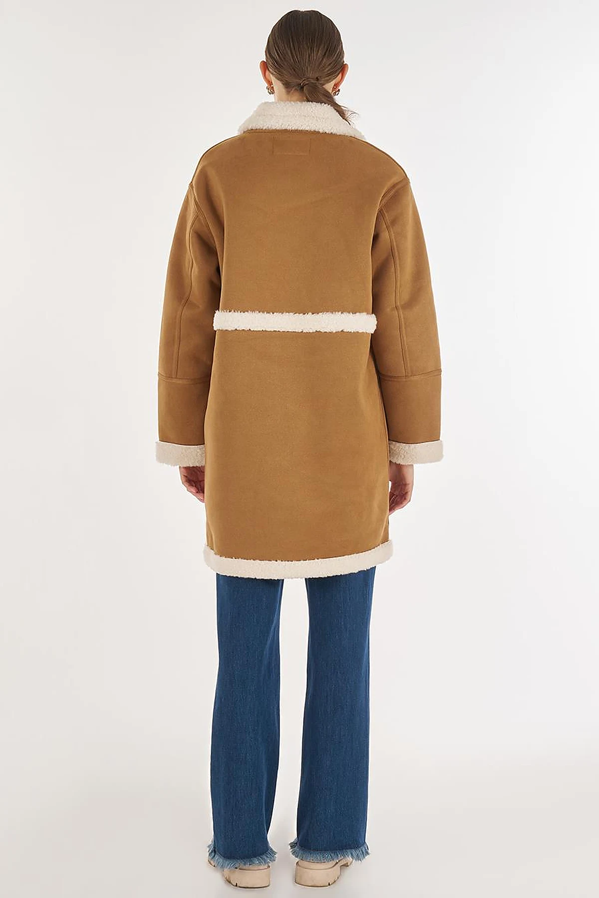 Patch Pocket Suede Coat Camel