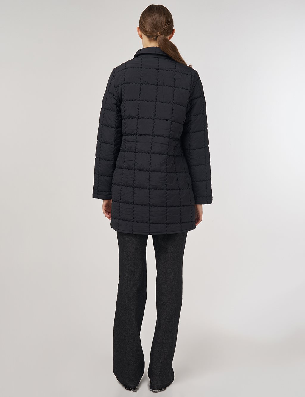 Rib-Stitched Short Anorak Jacket Black