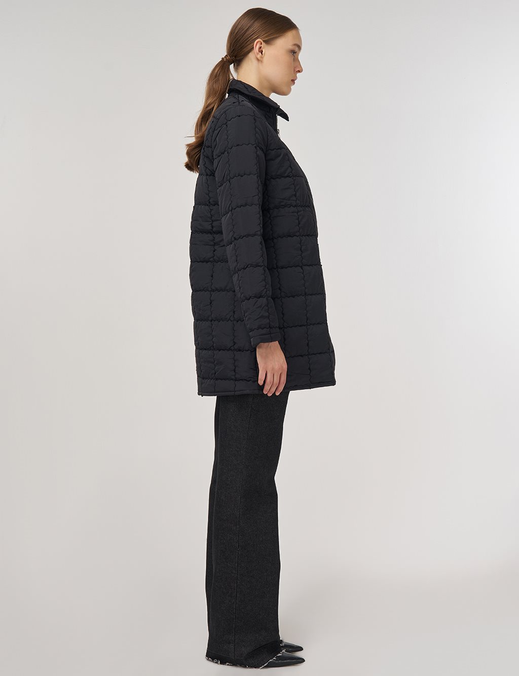 Rib-Stitched Short Anorak Jacket Black
