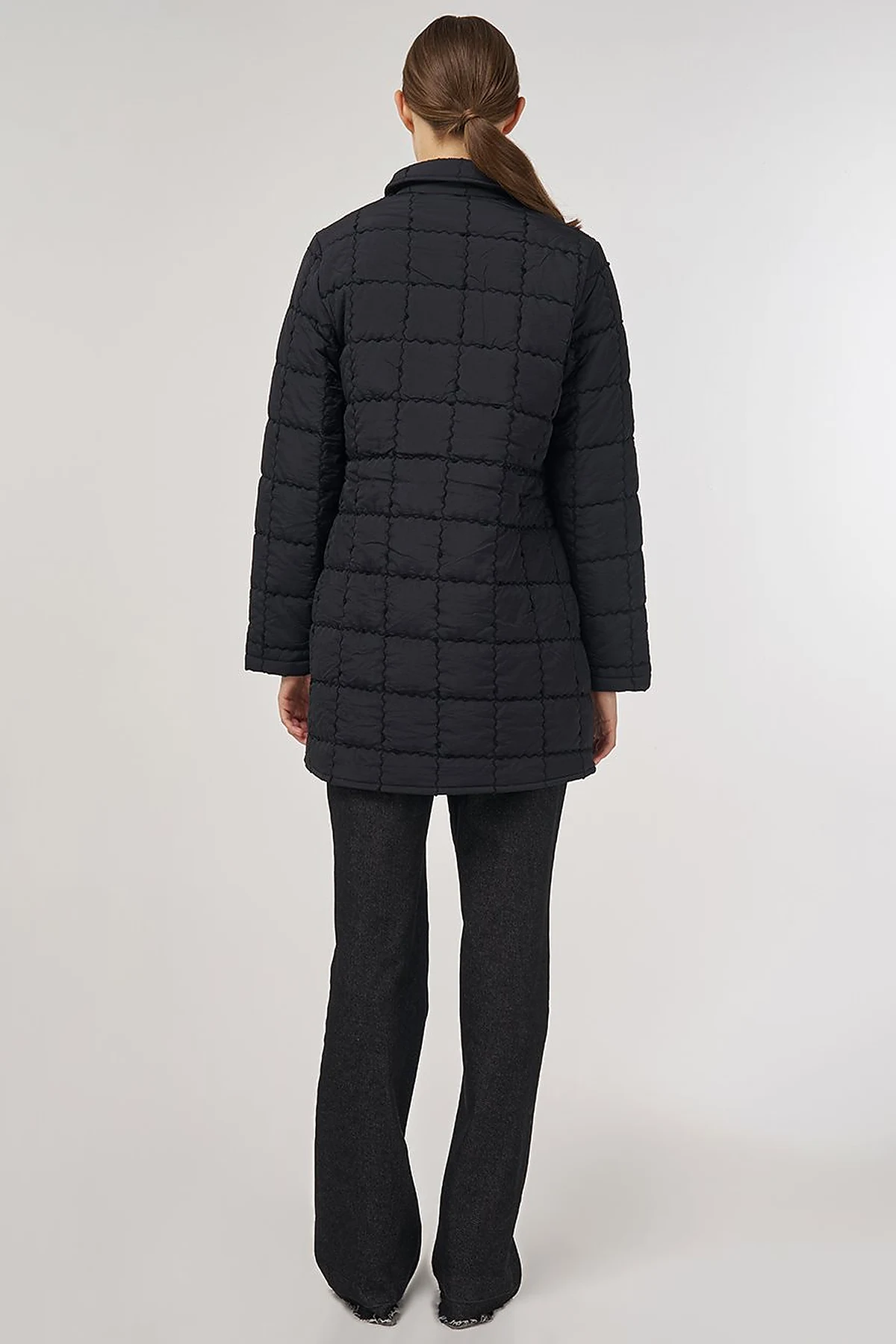 Rib-Stitched Short Anorak Jacket Black